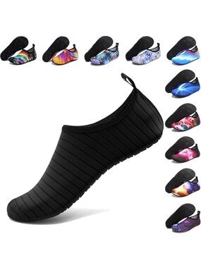 Black Water Shoes - Slip-On Athletic Aqua Socks